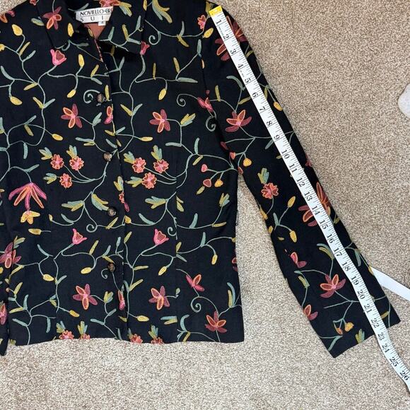 Vintage 100% Wool Embroidered Floral Structured Cropped Blazer Cottage Twee 90s - Picture 10 of 11